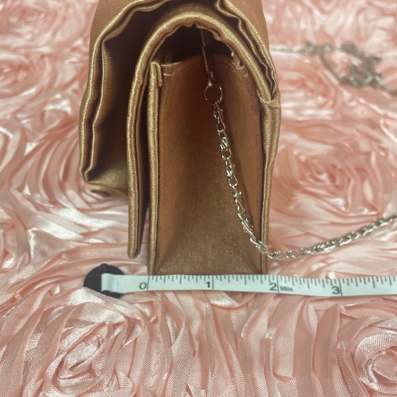 Bijoux Terner Mocha Colored Satin Evening Bag with Bow and Sparkly Details - Picture 14 of 17